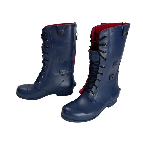 Irewash Kids 5 Rain Rubber Boot Back Zip Blue - Picture 2 of 11